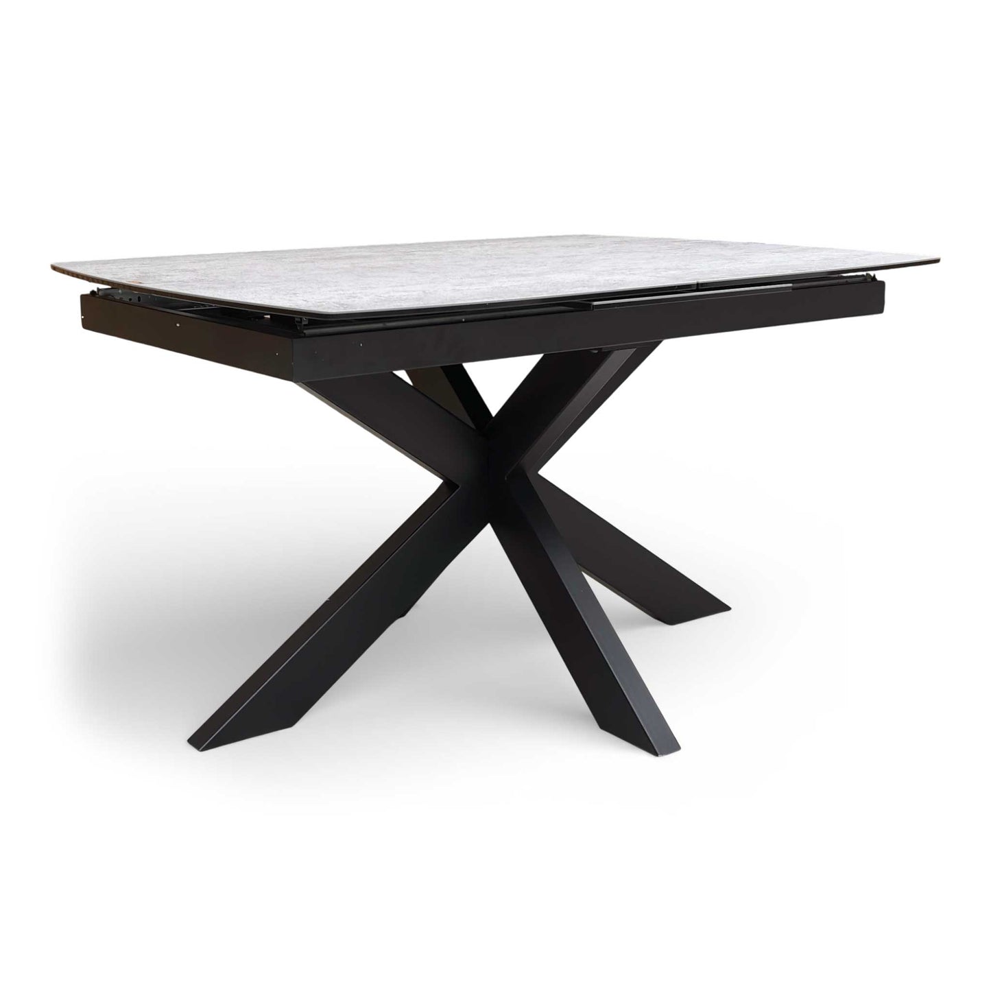 ‘Raul’ Matte Silver Ceramic Top 130cm Pop Up Extending Dining Table