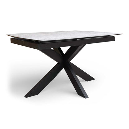 ‘Raul’ Matte Silver Ceramic Top 130cm Pop Up Extending Dining Table