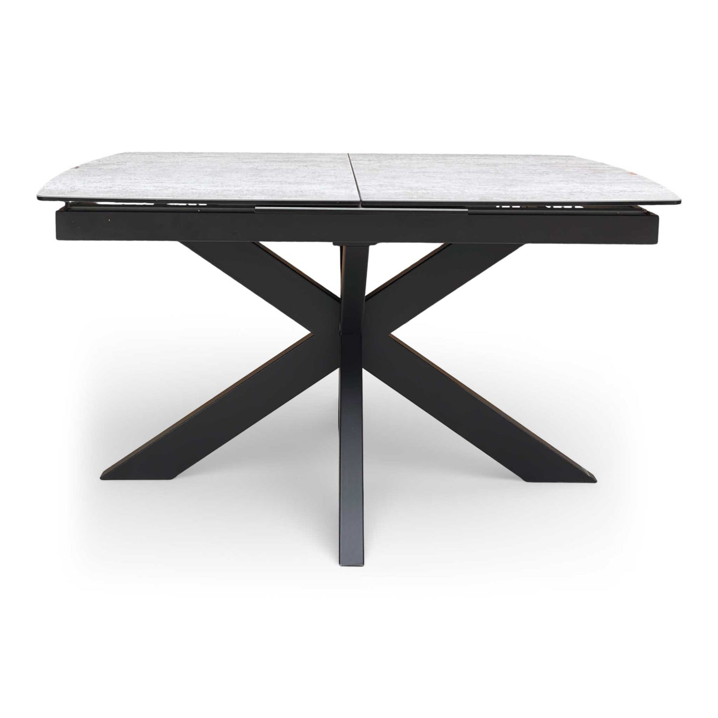 ‘Raul’ Matte Silver Ceramic Top 130cm Pop Up Extending Dining Table