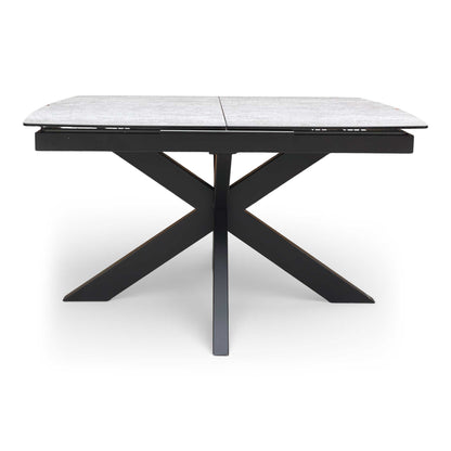 ‘Raul’ Matte Silver Ceramic Top 130cm Pop Up Extending Dining Table