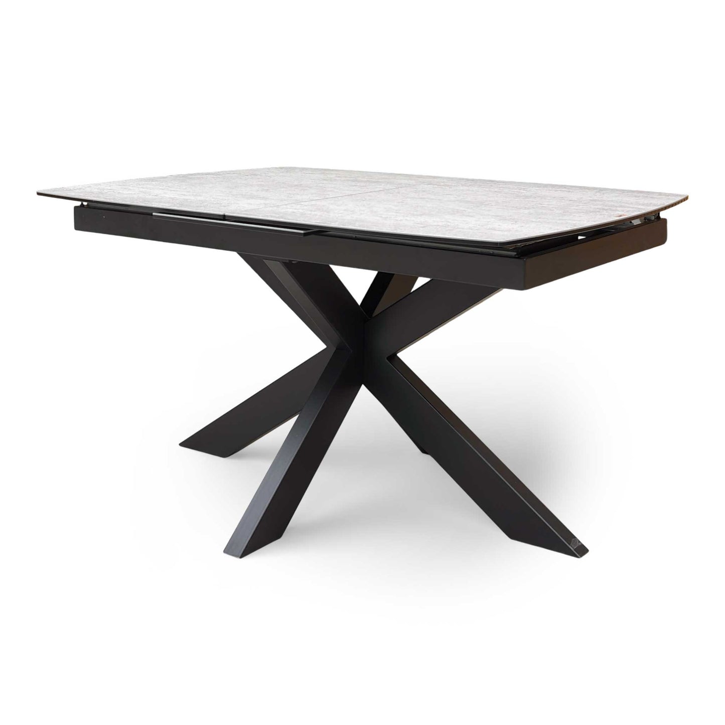 ‘Raul’ Matte Silver Ceramic Top 130cm Pop Up Extending Dining Table