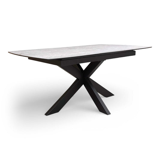 ‘Raul’ Matte Silver Ceramic Top 130cm Pop Up Extending Dining Table