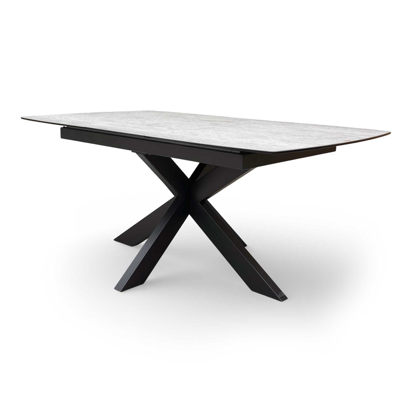 ‘Raul’ Matte Silver Ceramic Top 130cm Pop Up Extending Dining Table