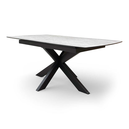 ‘Raul’ Matte Silver Ceramic Top 130cm Pop Up Extending Dining Table