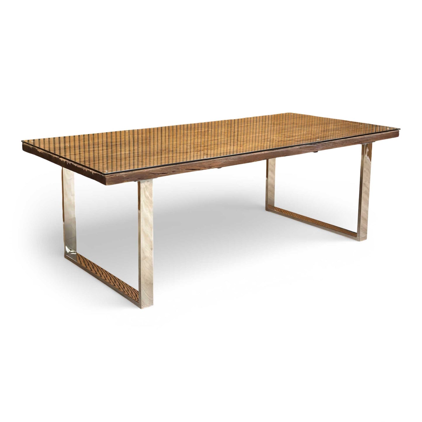 ‘Chennai’ Rustic Wood 220cm Dining Table with U-Shaped Legs