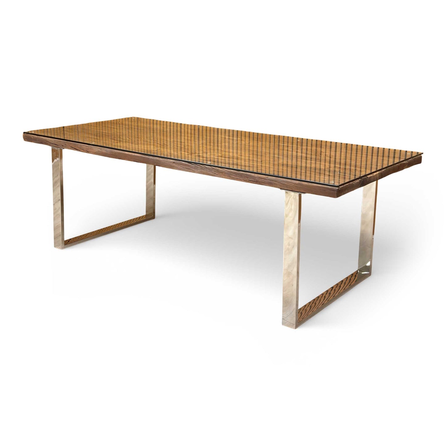 ‘Chennai’ Rustic Wood 220cm Dining Table with U-Shaped Legs