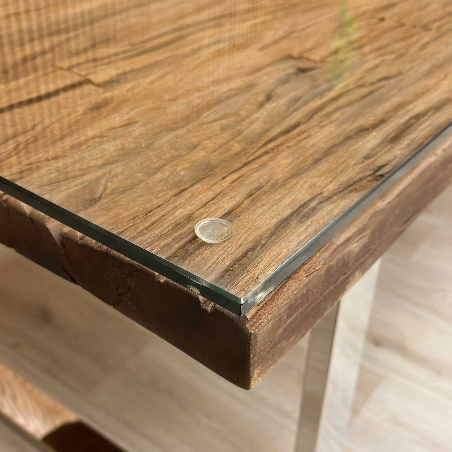 ‘Chennai’ Rustic Wood 220cm Dining Table with U-Shaped Legs