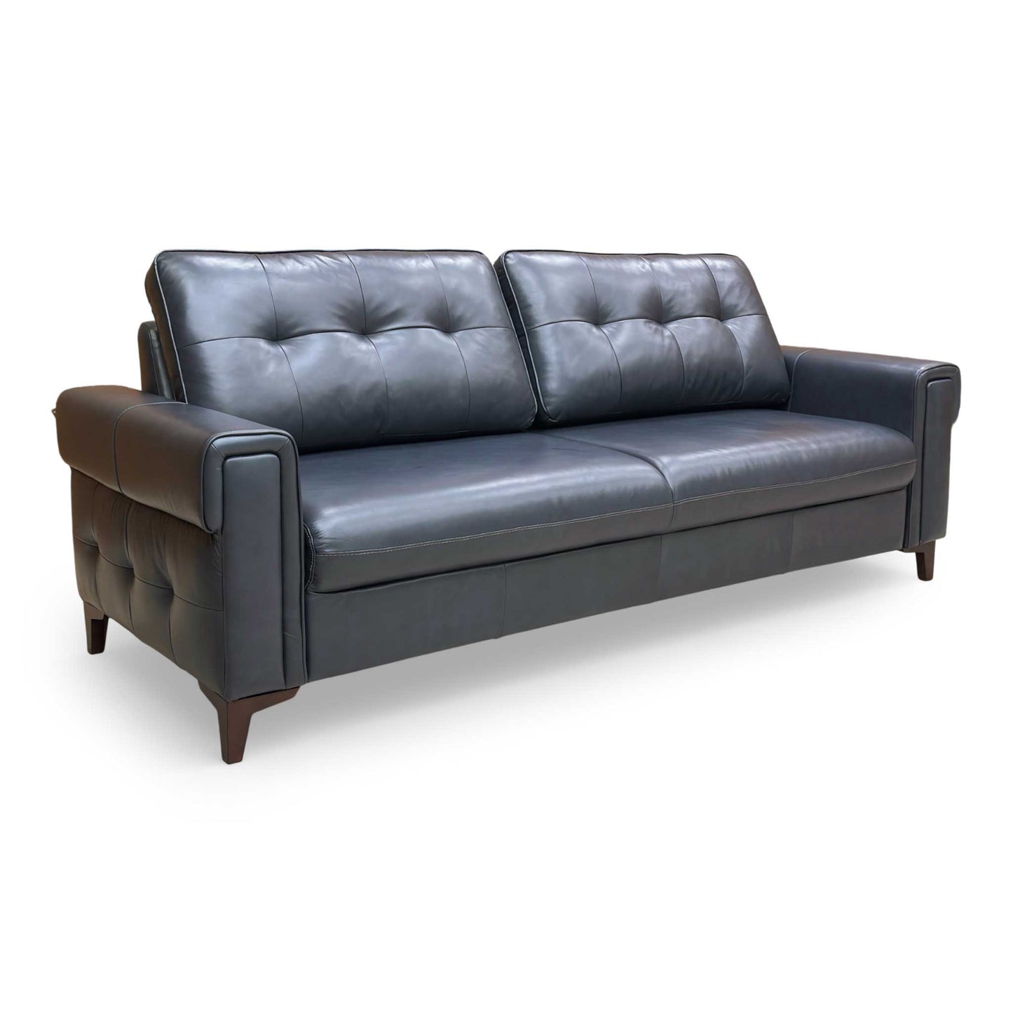 'Zoom' Natural Milled Navy Blue LA-4828 Leather 3 Seater Sofa Bed