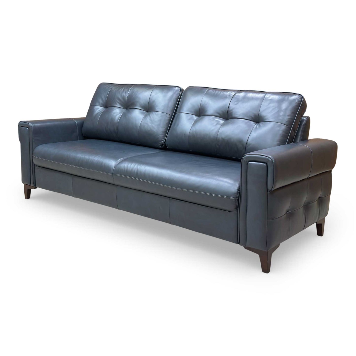 'Zoom' Natural Milled Navy Blue LA-4828 Leather 3 Seater Sofa Bed
