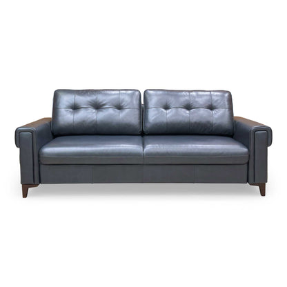 'Zoom' Natural Milled Navy Blue LA-4828 Leather 3 Seater Sofa Bed