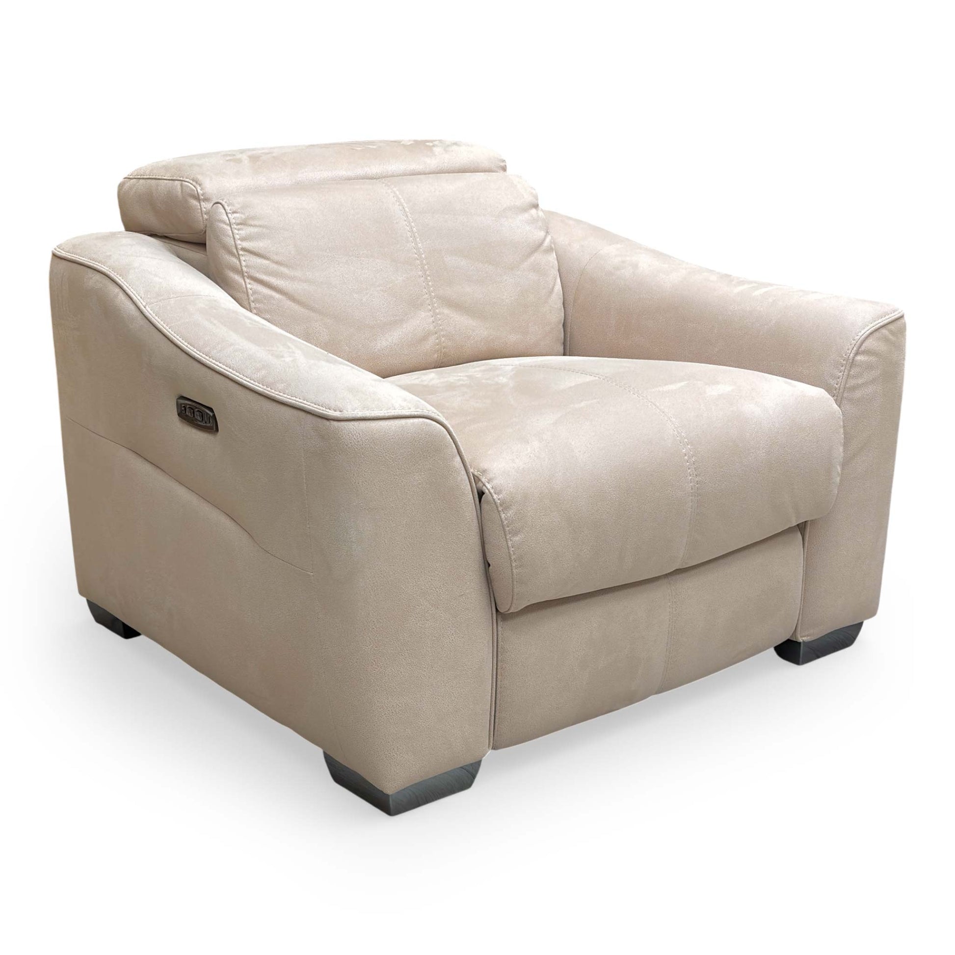 View of the ‘Xavier’ chair in a semi-reclined position, illustrating the ergonomic support and "perfect position" technology.