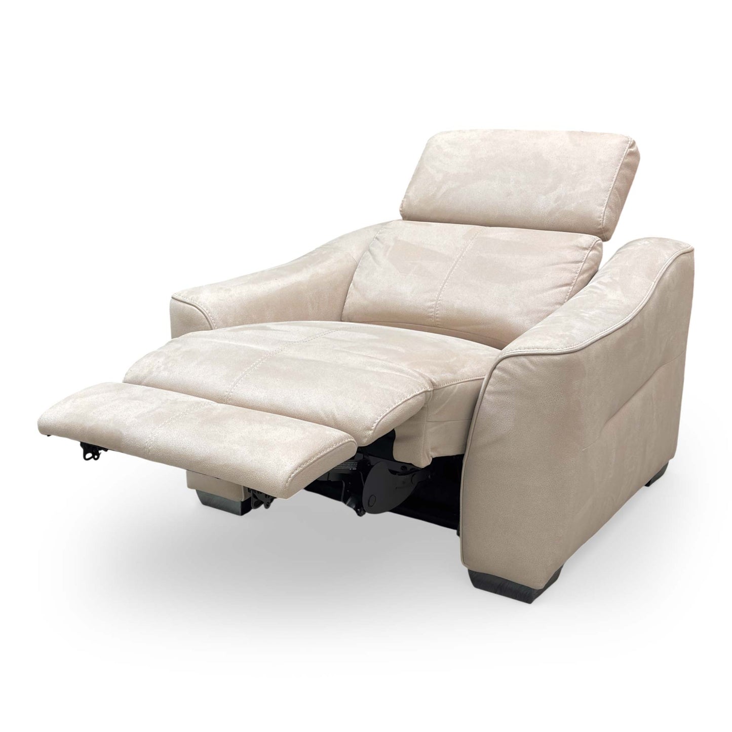 View of the adjustable power headrest in an elevated position for enhanced high-back support.