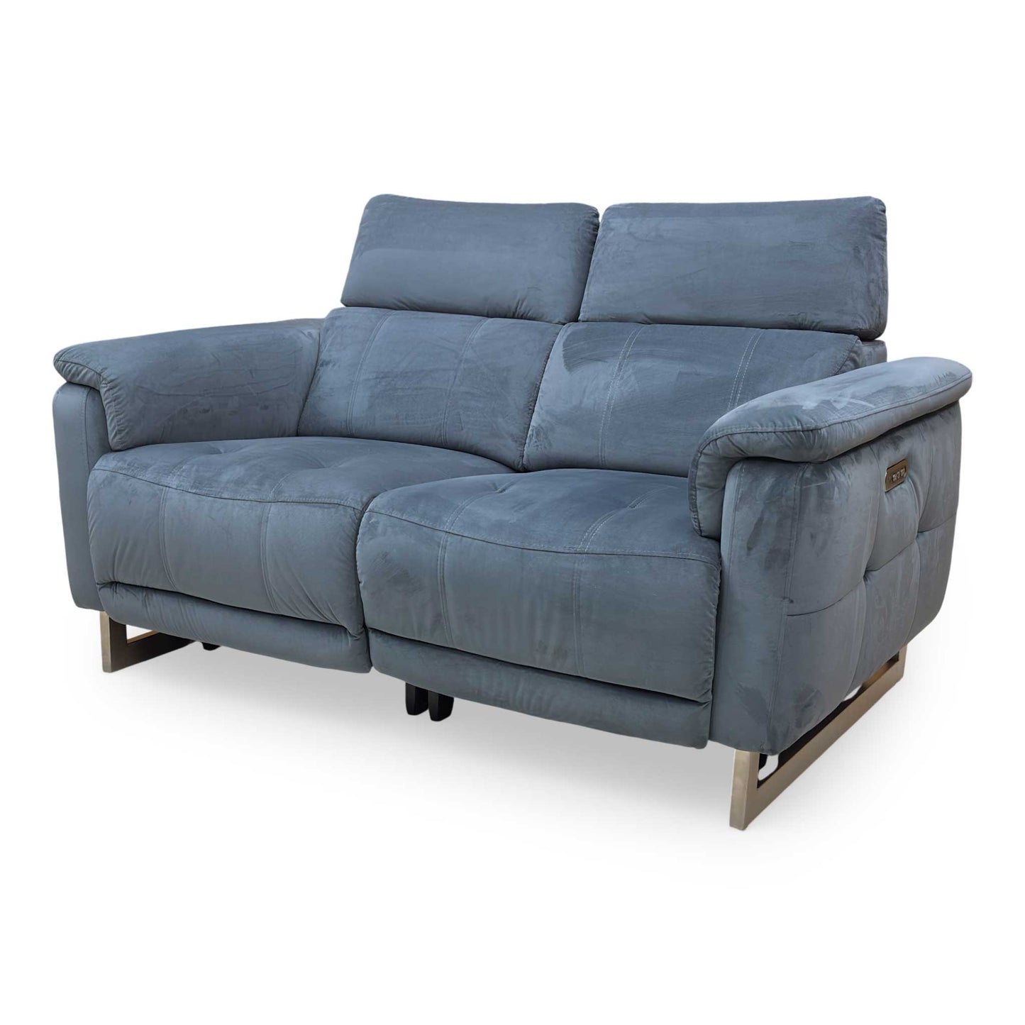 ‘Moet’ Opulence Charcoal Velvet 2 Seater Power Recliner Sofa with Telescopic Headrests