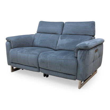 ‘Moet’ Opulence Charcoal Velvet 2 Seater Power Recliner Sofa with Telescopic Headrests