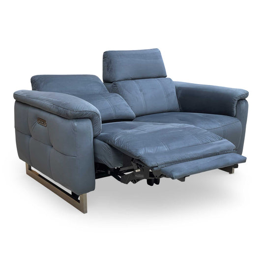 ‘Moet’ Opulence Charcoal Velvet 2 Seater Power Recliner Sofa with Telescopic Headrests