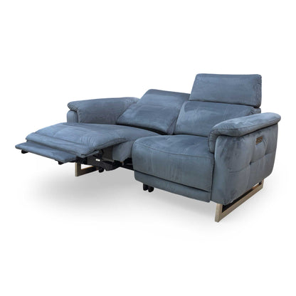 ‘Moet’ Opulence Charcoal Velvet 2 Seater Power Recliner Sofa with Telescopic Headrests