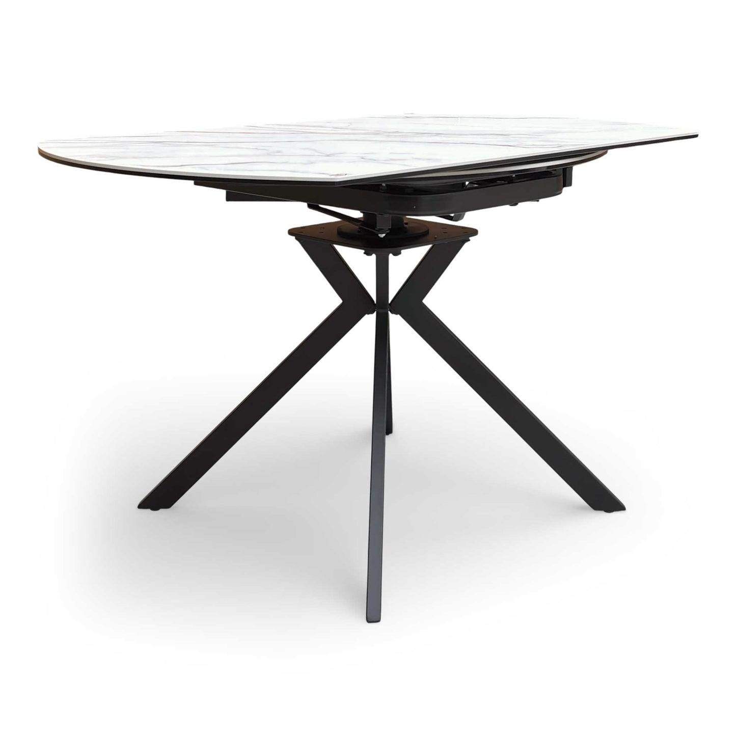 'Quattro' Oyster Marble Effect Extending Swivel Dining Table