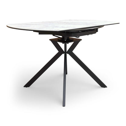 'Quattro' Oyster Marble Effect Extending Swivel Dining Table