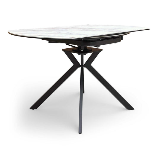 'Quattro' Oyster Marble Effect Extending Swivel Dining Table