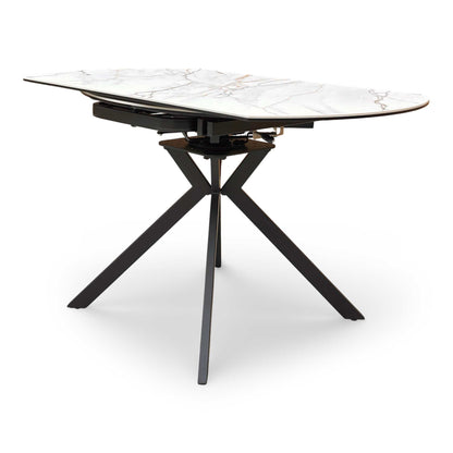 'Quattro' Oyster Marble Effect Extending Swivel Dining Table