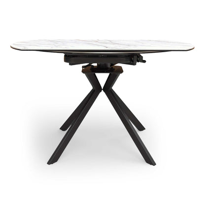 'Quattro' Oyster Marble Effect Extending Swivel Dining Table