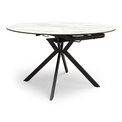 'Quattro' Oyster Marble Effect Extending Swivel Dining Table