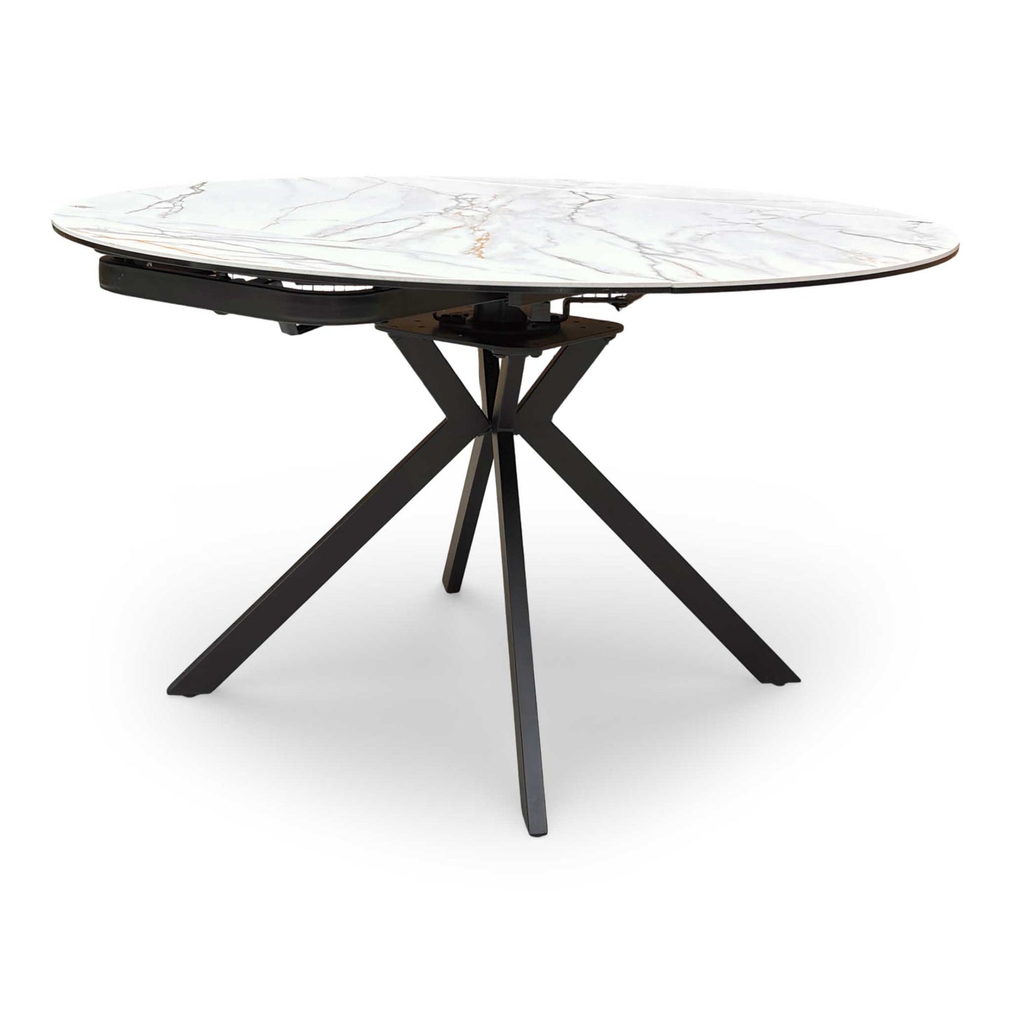 'Quattro' Oyster Marble Effect Extending Swivel Dining Table