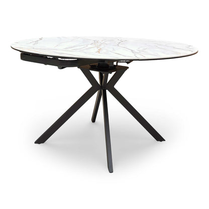 'Quattro' Oyster Marble Effect Extending Swivel Dining Table