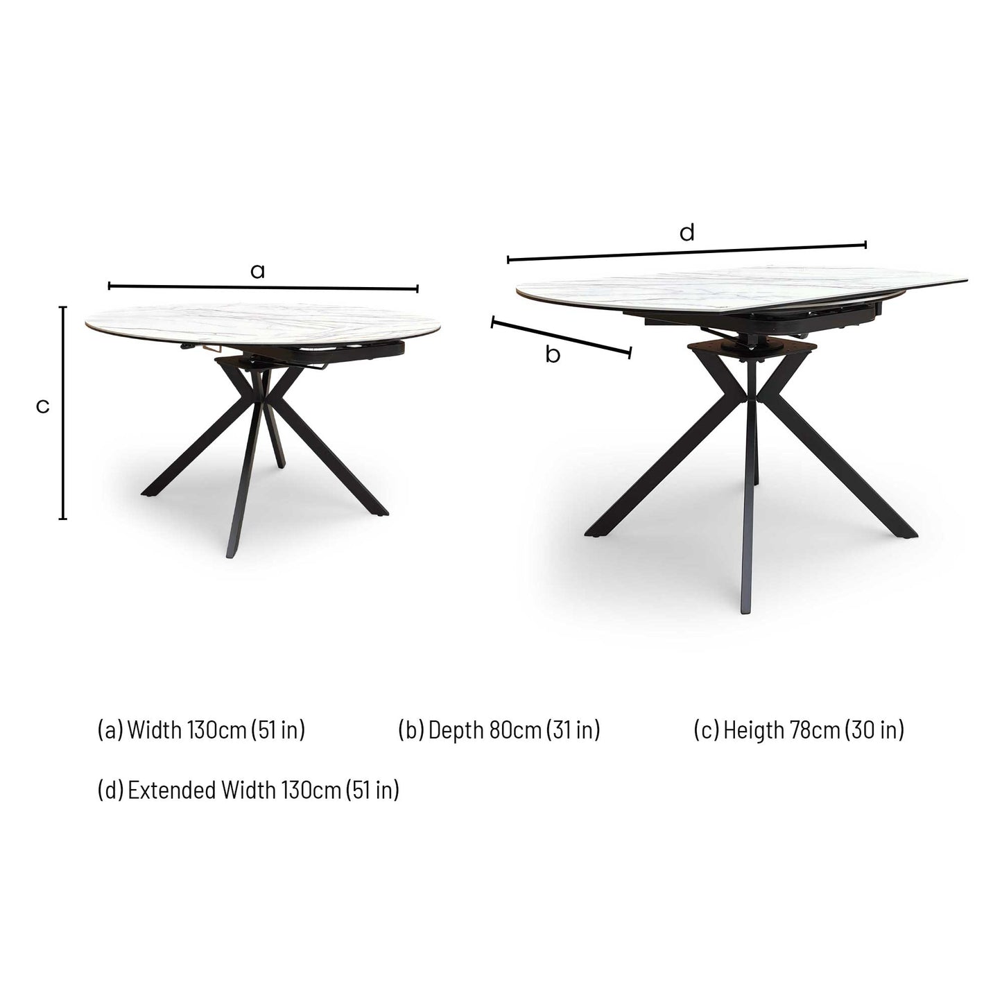 'Quattro' Oyster Marble Effect Extending Swivel Dining Table