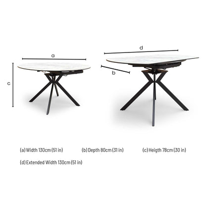 'Quattro' Oyster Marble Effect Extending Swivel Dining Table
