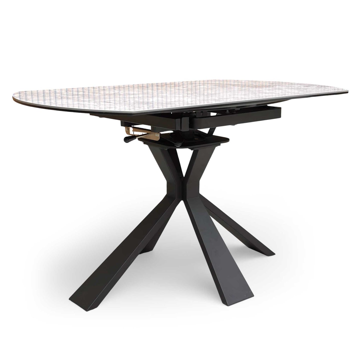 ‘Crete’ White High Gloss Round Swivel Extending Dining Table