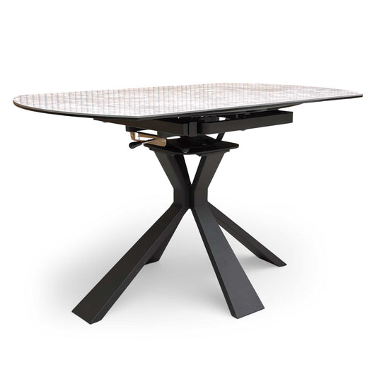 ‘Crete’ White High Gloss Round Swivel Extending Dining Table