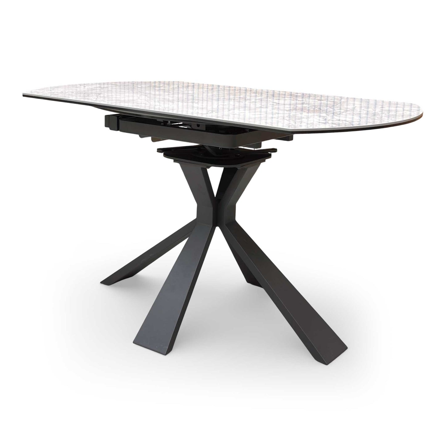 ‘Crete’ White High Gloss Round Swivel Extending Dining Table