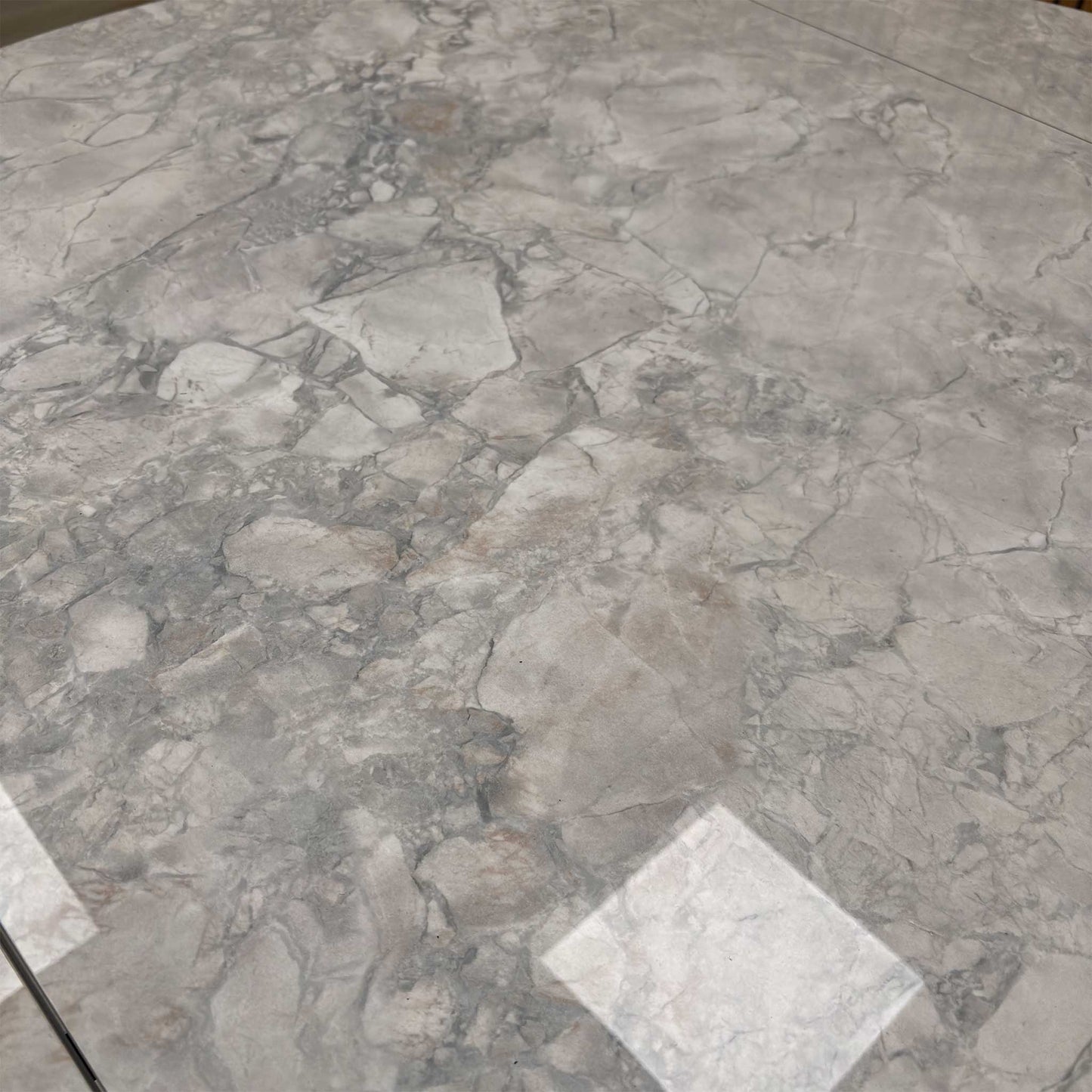 ‘Crete’ White High Gloss Round Swivel Extending Dining Table