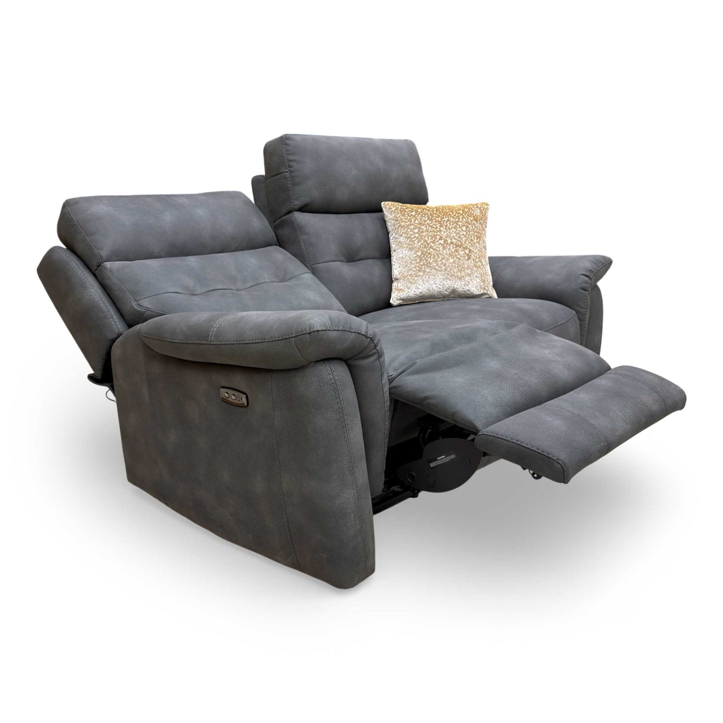 'Springer' Bfa-Blj-R16 Grey Suede 2 Seater Power Recliner Sofa