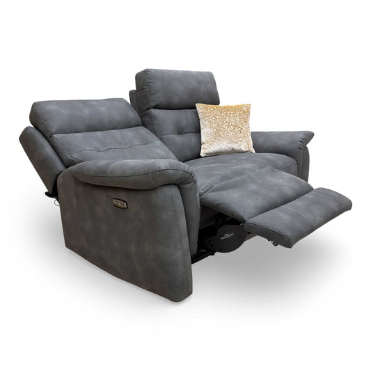 'Springer' Bfa-Blj-R16 Grey Suede 2 Seater Power Recliner Sofa