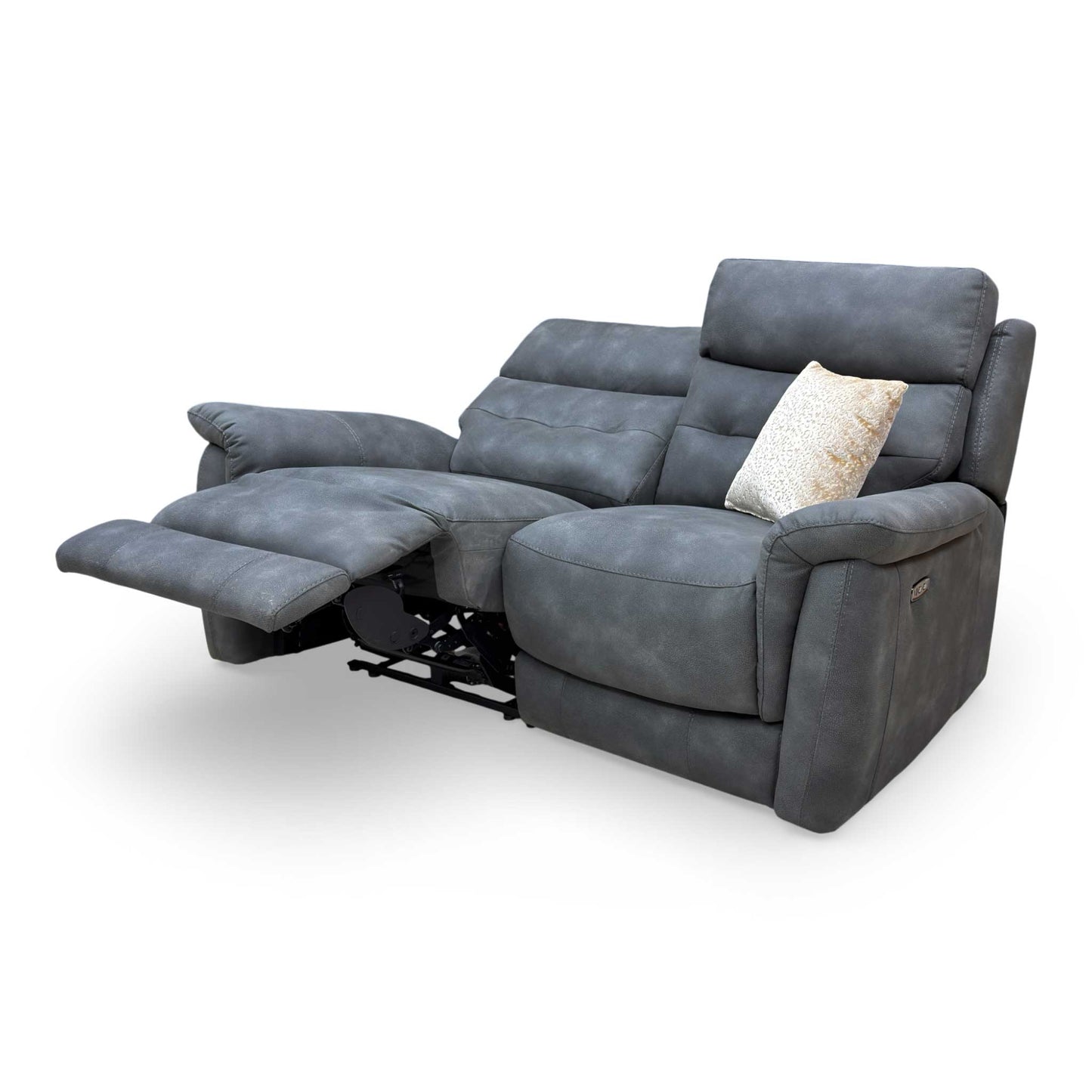 'Springer' Bfa-Blj-R16 Grey Suede 2 Seater Power Recliner Sofa