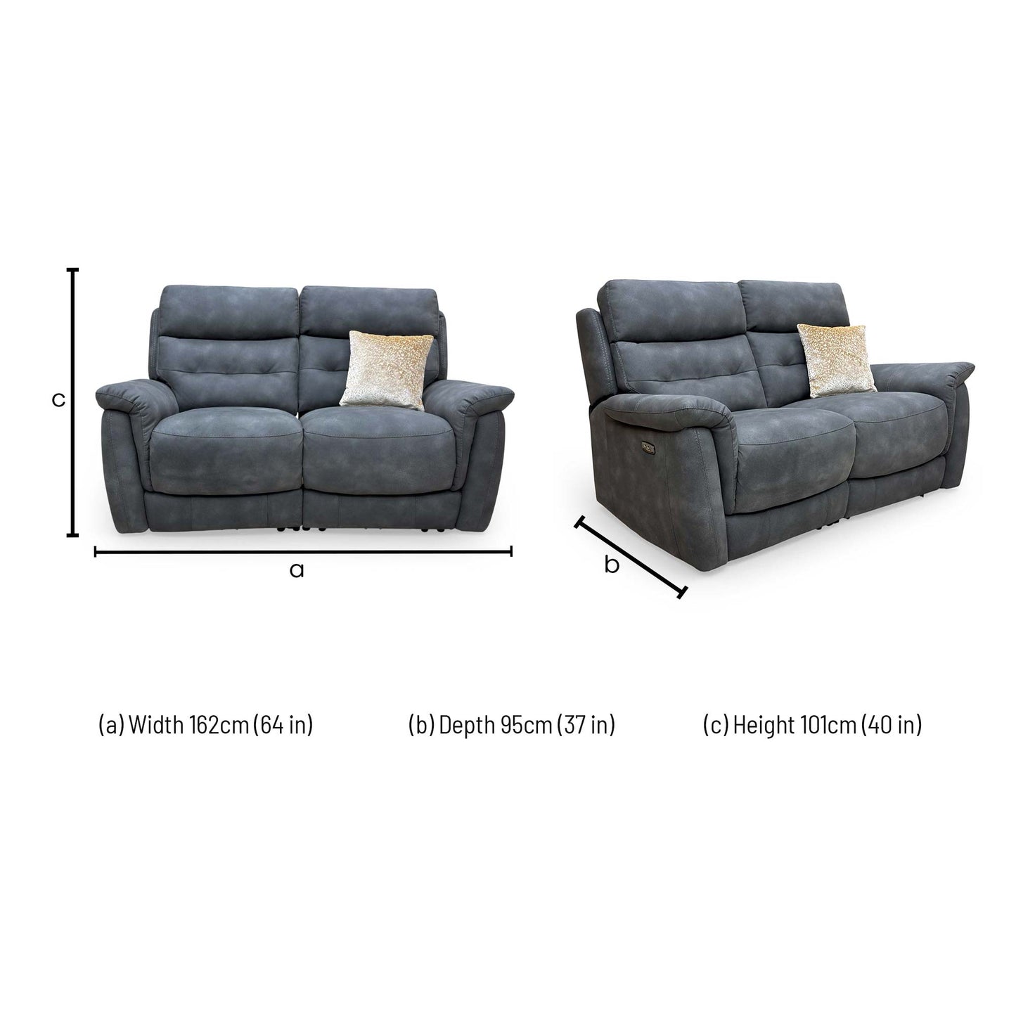 'Springer' Bfa-Blj-R16 Grey Suede 2 Seater Power Recliner Sofa