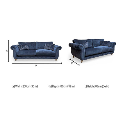 'Palace' Derwent Denim Navy Fabric Classic Back 4 Seater Sofa