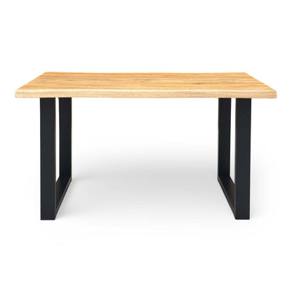 Top-down view of the 140cm rectangular dining table, highlighting the natural beauty of the wood grain.