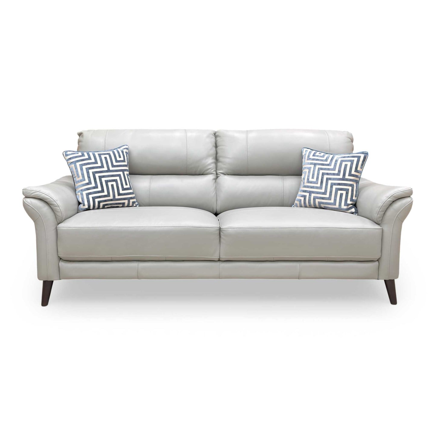 View of the sofa highlighting the comfortable seat cushions and backrest support for family use.