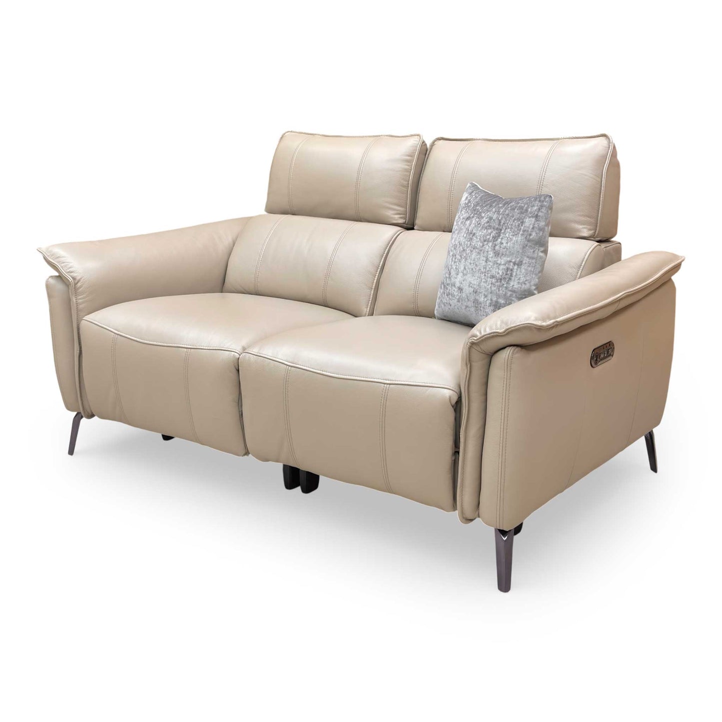 Close-up of the cushioned headrests in the lowered position, showcasing the sleek, low-profile contemporary look.