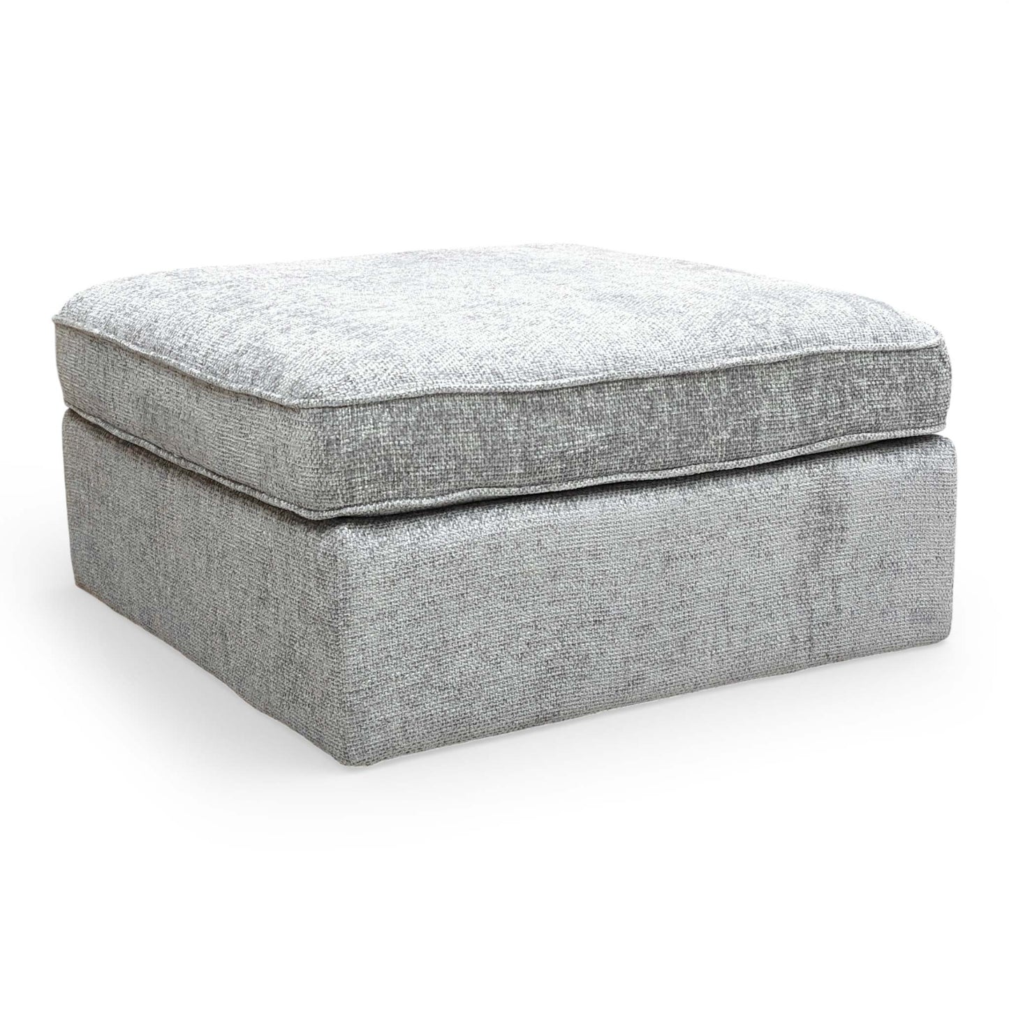 'Emilia' Stone Woven Fabric Square Footstool