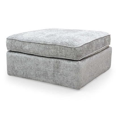 'Emilia' Stone Woven Fabric Square Footstool