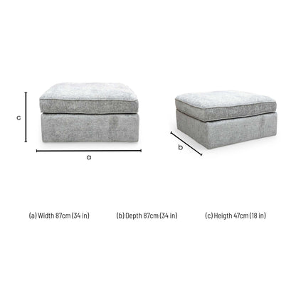 'Emilia' Stone Woven Fabric Square Footstool