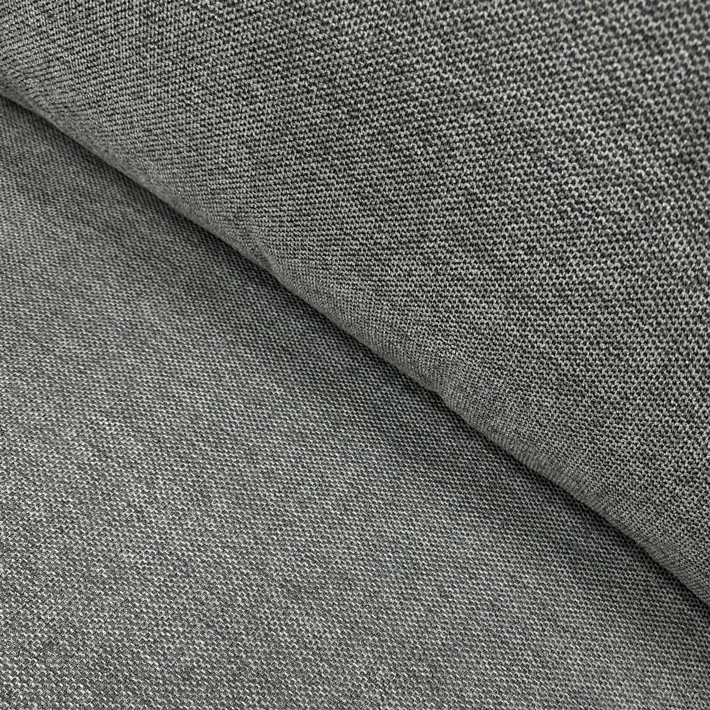 Close-up of the textured charcoal fabric upholstery, showcasing the high-quality finish and durable weave.