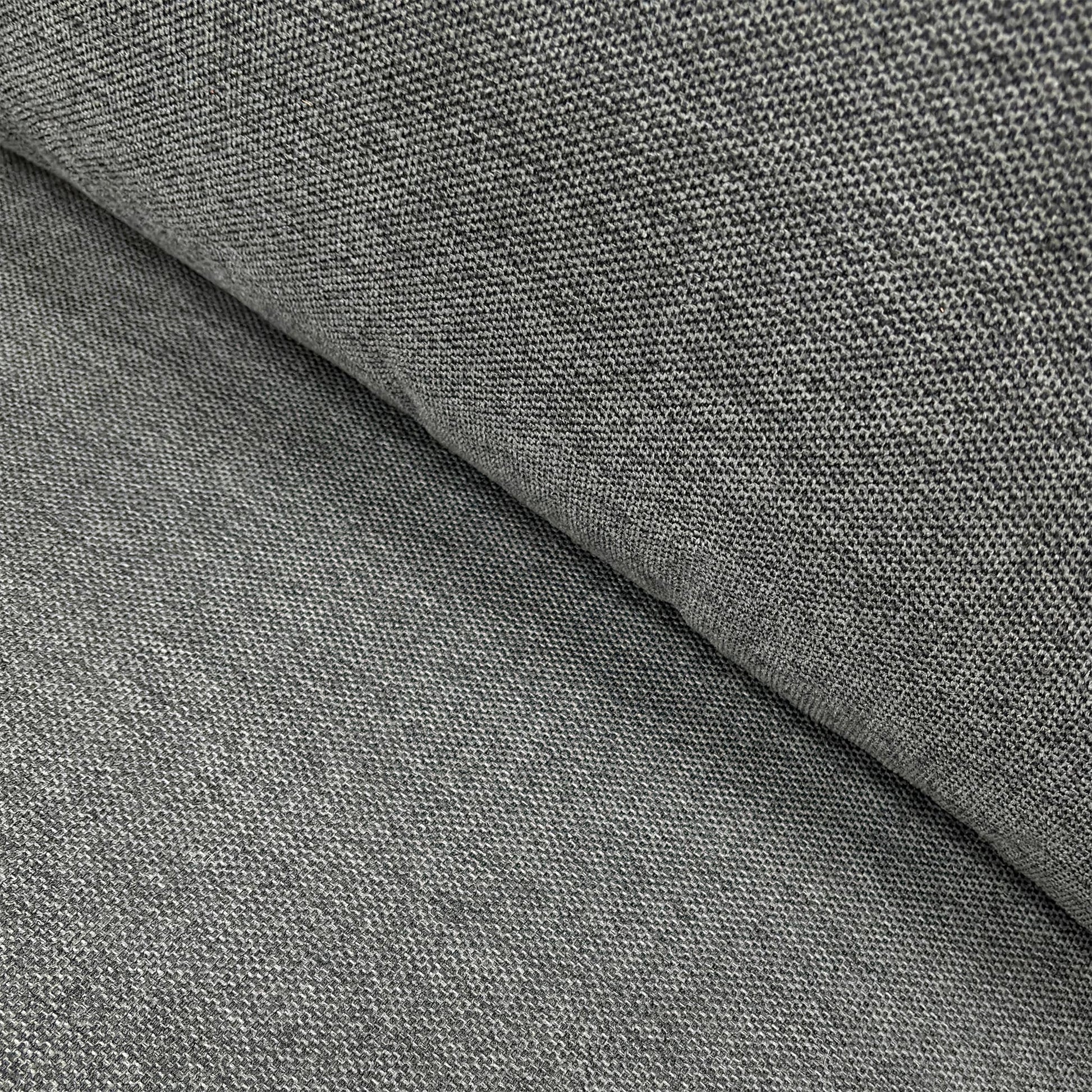 Close-up of the textured charcoal fabric upholstery, showcasing the high-quality finish and durable weave.