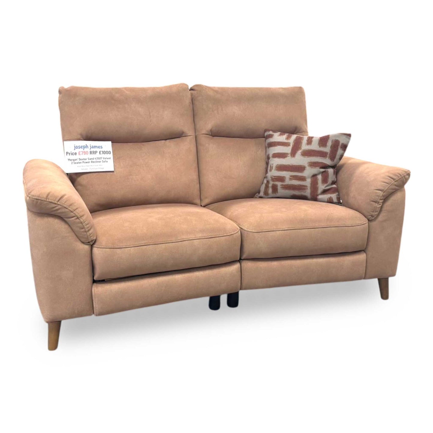 ‘Morgan’ Dexter Sand 43507 Velvet 2 Seater Power Recliner Sofa