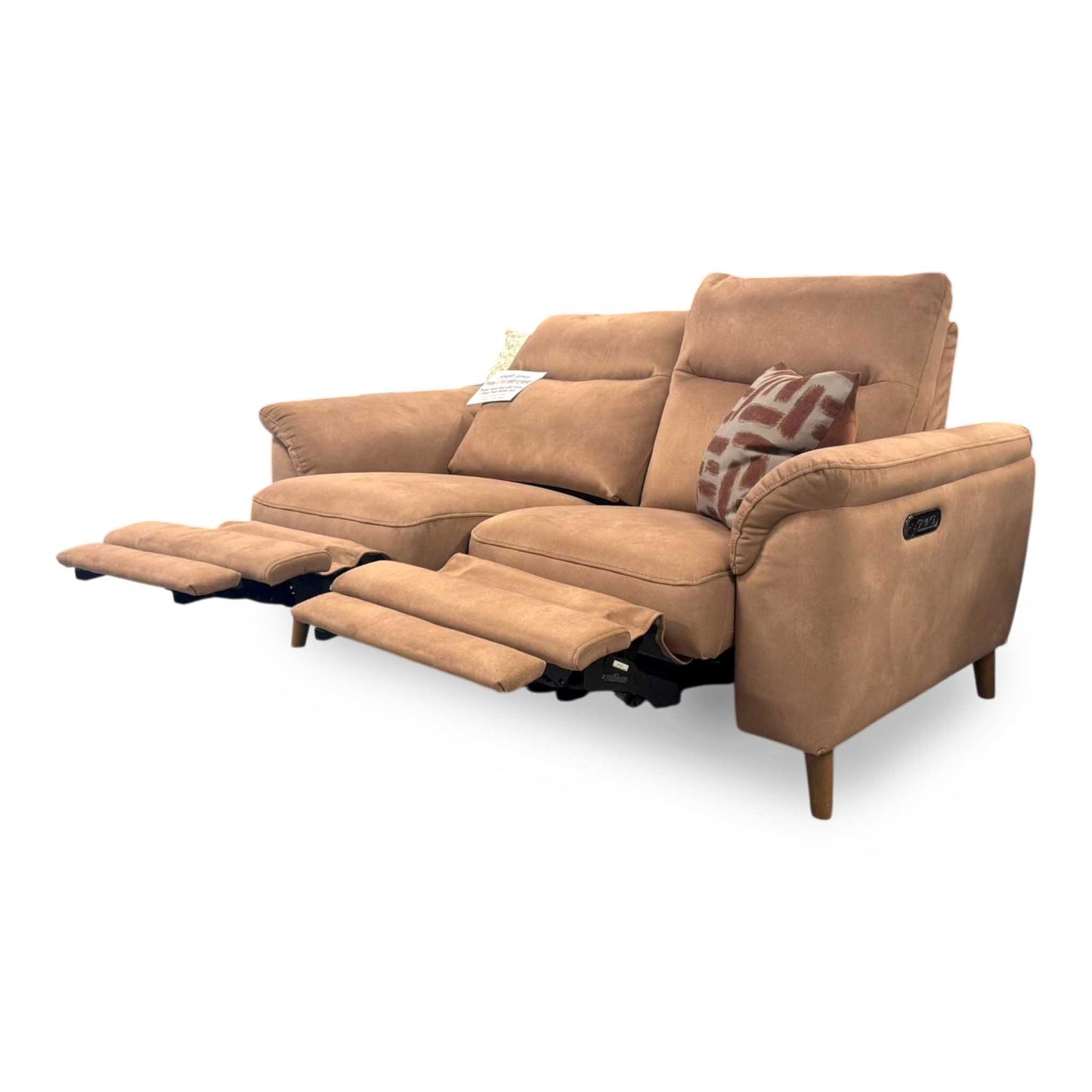 ‘Morgan’ Dexter Sand 43507 Velvet 2 Seater Power Recliner Sofa