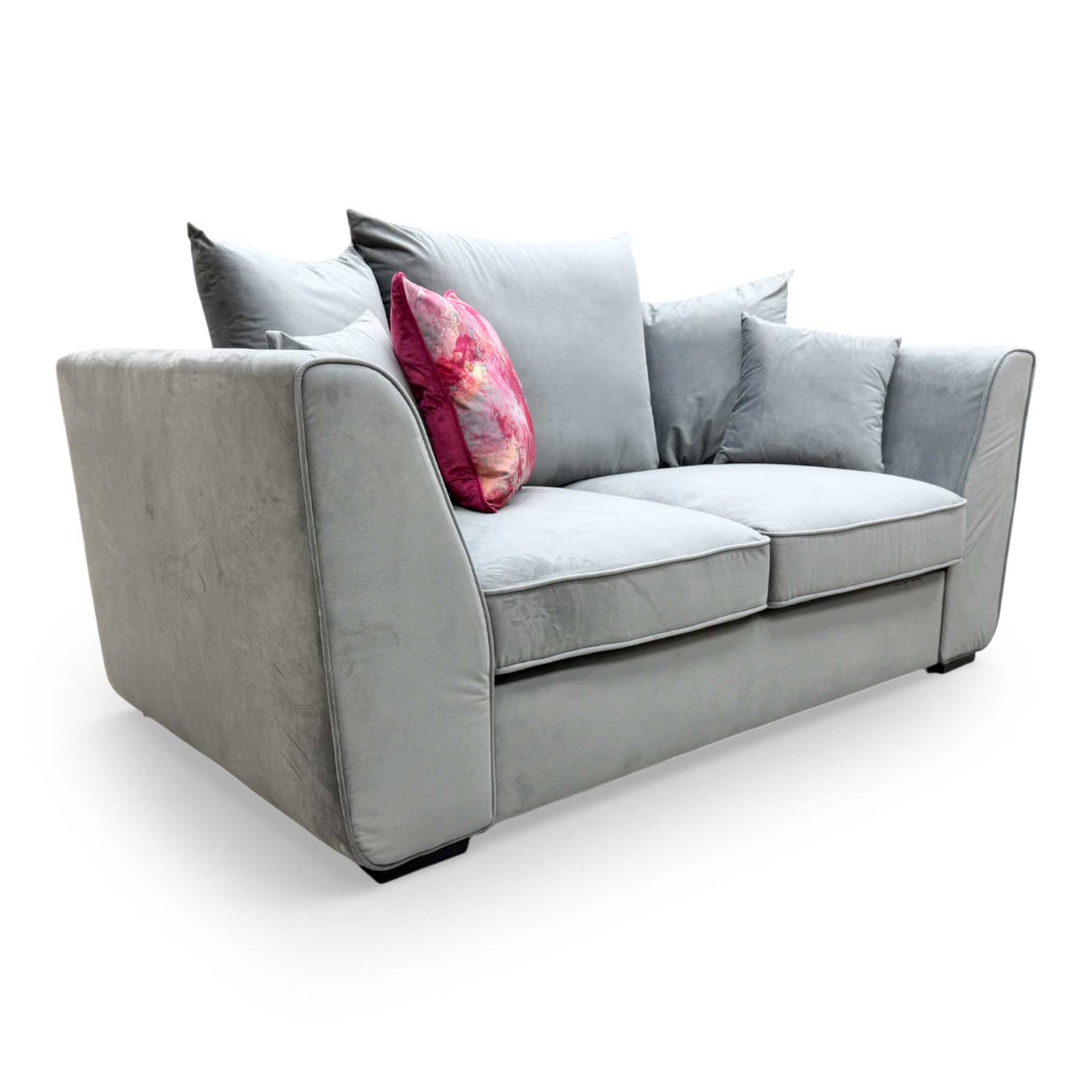 Side profile of the Cairo sofa, emphasizing the sleek lines and wooden frame construction.